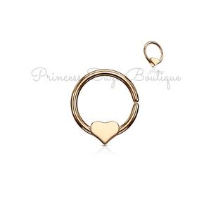 Rose Gold Heart Hoop Septum Body Jewelry Piercing